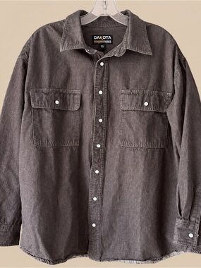 Dakota Dark Brown Denim Snap Front Shirt XL